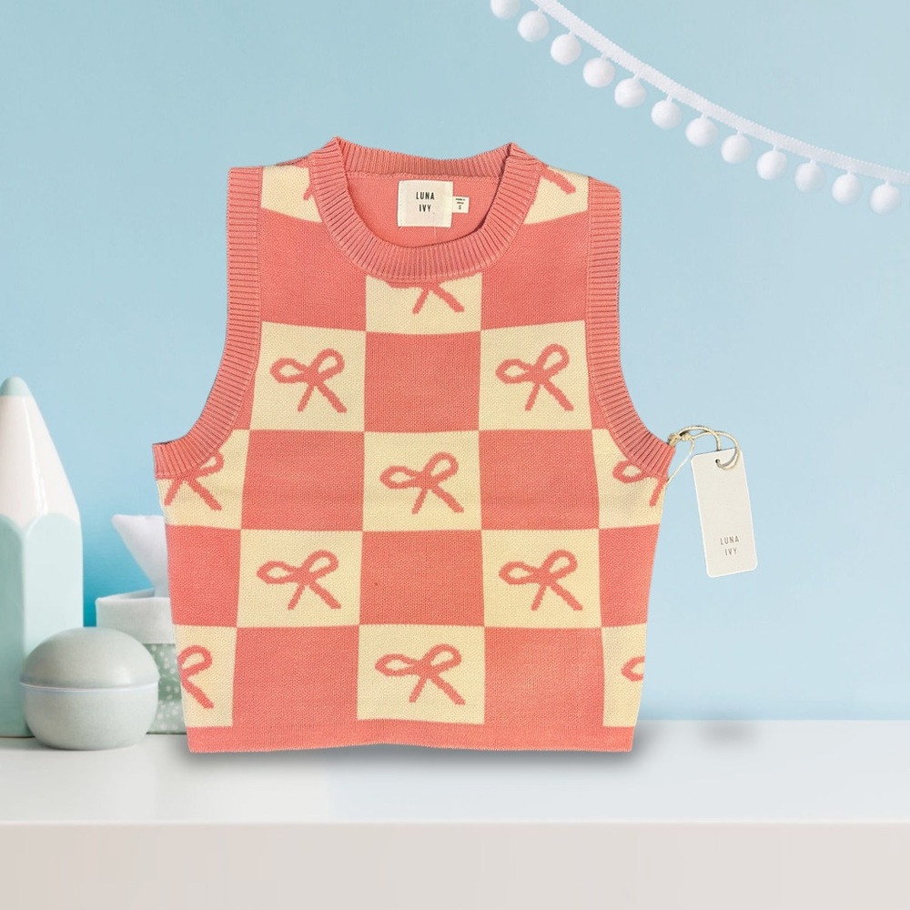 Luna Ivy Pink Sweater Vest